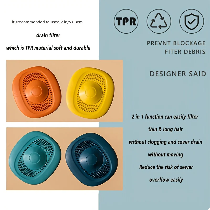 4pcs Ultra Fast Drain Set 4pcs Ultra Fast Silicone Floor Drain Set | Bathroom Accessories, Water Free, Easy Cleaning, with Hairball Catcher, Bath Plug, Sink Filter and Filter - Drain, Tap, Shower, Home and Garden Accessories